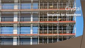  Presentation with under construction - Colorful PPT layouts enhanced with detail of an office building under construction backdrop and a violet colored foreground