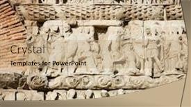  Presentation with ancient greece - Slide deck having detail-of-ancient-bas-relief background and a coral colored foreground