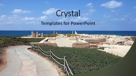  Presentation with ancient israel - Audience pleasing slides consisting of detail of ancient city caesarea backdrop and a  colored foreground