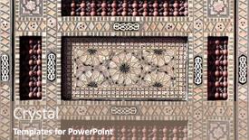  Presentation with traditional wood - Presentation design enhanced with detail-of-ancient-mosaic-window and a coral colored foreground