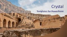  Presentation with ancient roman - Slide deck featuring detail-of-ancient-roman-amphitheater background and a lemonade colored foreground