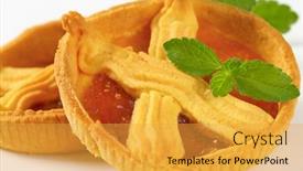  Presentation with apricot - Presentation theme with detail-of-apricot-cakes background and a yellow colored foreground