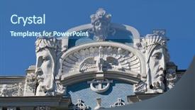  Presentation with art - Amazing presentation theme having detail of art nouveau jugenstil building in the historic center of riga latvia backdrop and a ocean colored foreground
