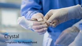  Presentation with hand surgeon - Cool new slide deck with detail of assistant passing surgical backdrop and a teal colored foreground