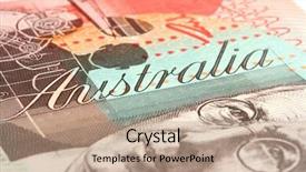  Presentation with australian dollar - PPT theme having detail of australian twenty dollar background and a coral colored foreground