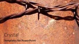  Presentation with pole - Presentation theme with detail-of-barb-barbed-wire background and a coral colored foreground