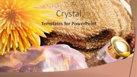  Presentation with natural elements - Amazing PPT layouts having detail of basket with natural spa elements and chrysanthemum backdrop and a yellow colored foreground
