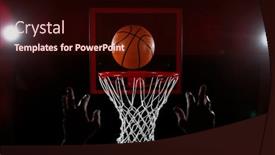  Presentation with basketball basketball hoop sport ball - Slide set having detail-of-basketball-player-scoring background and a wine colored foreground