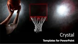  Presentation with basketball - PPT theme with detail-of-basketball-player-scoring background and a black colored foreground