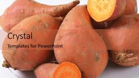 Presentation with sweet - Theme consisting of detail of batata sweet potatoes background and a red colored foreground