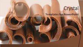  Presentation with chocolate - Slide deck having detail of belgian chocolate curls background and a coral colored foreground