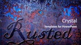  Presentation with brushed metal plate reflected - Theme featuring detail of blue rusted metal background and a violet colored foreground