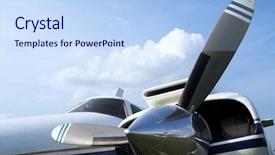  Presentation with airplane engine - Audience pleasing presentation theme consisting of detail of business airplane engine backdrop and a light blue colored foreground