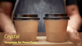  Presentation with cardboard - Presentation theme enhanced with detail-of-caucasian-man-holding background and a coral colored foreground