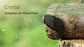  Presentation with chainsaw - Theme with detail-of-chainsaw-saws background and a mint green colored foreground