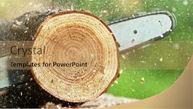  Presentation with chainsaw - Slides having detail-of-chainsaw-saws background and a coral colored foreground