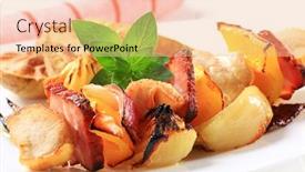  Presentation with chiken - Amazing slide set having skewer with a side dish backdrop and a coral colored foreground