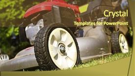  Presentation with green classic war - Presentation theme featuring detail of classic lawn mower background and a tawny brown colored foreground