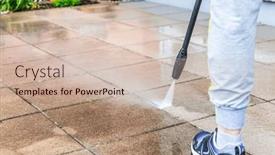  Presentation with dirty water - Presentation design featuring detail-of-cleaning-terrace background and a soft green colored foreground