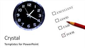  Presentation with clock face - PPT theme enhanced with detail of clock face with numbers and hands showing time background and a white colored foreground