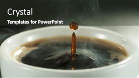  Presentation with drop - PPT theme consisting of detail-of-coffee-drop-falling background and a dark gray colored foreground