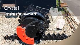  Presentation with railway - Theme with detail-of-cogged-railway-mechanism background and a navy blue colored foreground