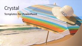  Presentation with straw - Presentation design having detail of colorful sunshade background and a sky blue colored foreground