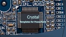  Presentation with blue circuit board solderings - Colorful slides enhanced with loose-leaf binder isolated on backdrop and a dark gray colored foreground