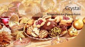  Presentation with delicious christmas cookies - Amazing theme having detail of delicious christmas cookies backdrop and a coral colored foreground