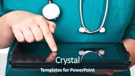  Presentation with tablet broken - Slide deck consisting of detail of doctor use tablet background and a ocean colored foreground