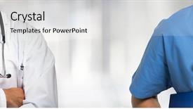  Presentation with military doctors - Slide deck consisting of detail of doctors bright background background and a light gray colored foreground