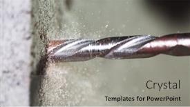  Presentation with drill - PPT layouts with detail-of-drill-making-hole background and a light gray colored foreground