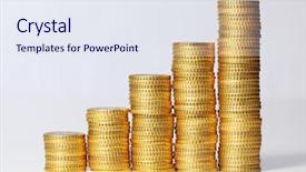  Presentation with piles - Slide set consisting of detail of euro coin piles background and a sky blue colored foreground
