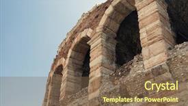  Presentation with roman - Audience pleasing slides consisting of detail of famous roman colosseum in italian city verona backdrop and a violet colored foreground