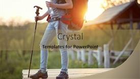  Presentation with healthy living - PPT theme featuring detail-of-female-backpacker-finishing background and a coral colored foreground