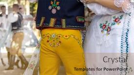  Presentation with czech republic - Slides consisting of detail-of-folk-costume-rakvice background and a gold colored foreground