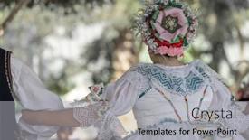  Presentation with czech republic - Presentation design featuring detail-of-folk-costume-rakvice background and a light gray colored foreground