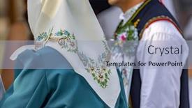  Presentation with folk arts - Presentation theme having detail-of-folk-costume-rakvice background and a light blue colored foreground
