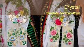  Presentation with folk dance itik itik - Presentation design consisting of detail-of-folk-costume-rakvice background and a tawny brown colored foreground