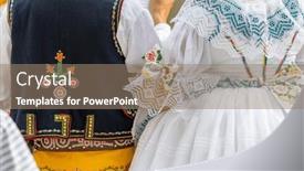  Presentation with folk dance maglalatik - PPT theme featuring detail-of-folk-costume-rakvice background and a coral colored foreground