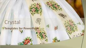  Presentation with folk dance in us - PPT theme with detail-of-folk-costume-rakvice background and a soft green colored foreground