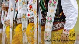  Presentation with folk tales - PPT layouts enhanced with detail-of-folk-costume-rakvice background and a  colored foreground