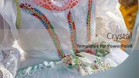  Presentation with folk tale - Presentation theme consisting of detail-of-folk-costume-rakvice background and a mint green colored foreground