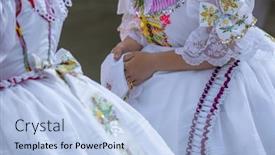  Presentation with czech republic - Presentation design with detail-of-folk-costume-rakvice and a light blue colored foreground