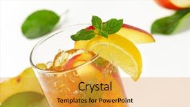  Presentation with juice - Slide deck with detail of fresh apple juice background and a  colored foreground