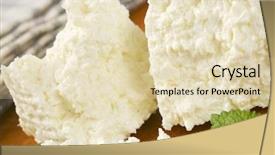  Presentation with helva fresh sliced halva - Presentation featuring detail of fresh curd cheese background and a lemonade colored foreground