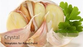 Presentation with garlic - Presentation theme featuring detail-of-fresh-garlic background and a coral colored foreground