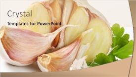  Presentation with garlic - Beautiful PPT theme featuring detail-of-fresh-garlic backdrop and a lemonade colored foreground