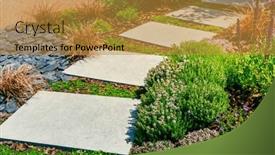  Presentation with mulch - PPT theme featuring detail-of-garden-path background and a gold colored foreground