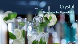  Presentation with splashing - Beautiful slide deck featuring detail-of-glass-of-mojito backdrop and a ocean colored foreground
